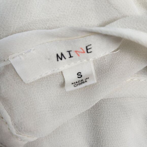 MINE Womens Size Small Cream White Sheer Long Sleeve Summer Spring Blouse - Picture 10 of 10